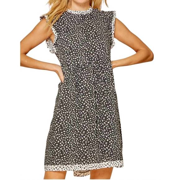 NEW ANDREE BY UNIT dance with me polka dot dress in black/white